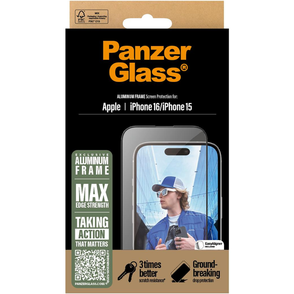 PanzerGlass PG Scrn Alu Frame iPhone 16 6.1Inch UWF