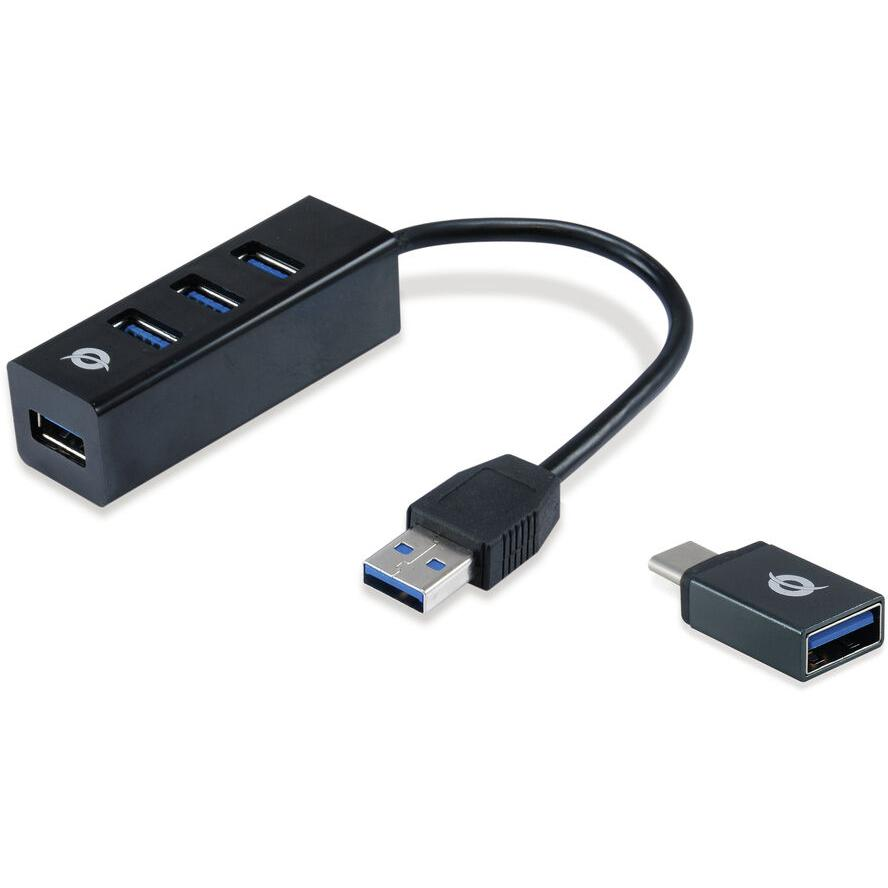 Conceptronic HUBBIES04B hub USB 3.2 Gen 1 (3.1 Gen 1) Type-A 5000 Mbit/s Čierna (HUBBIES04B)