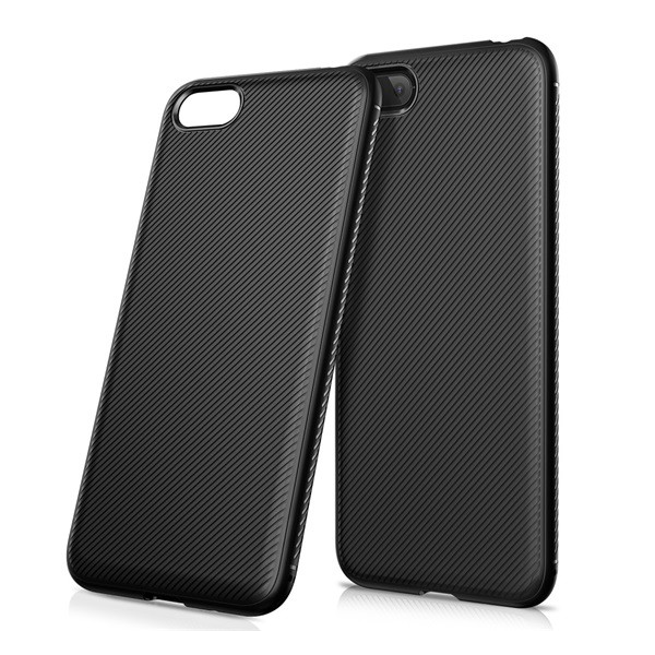 Szilikon telefonvédő (közepesen ütésálló, csíkos minta) FEKETE [Huawei Y5 2018 (Y5 Prime 2018)] (5996457777815)