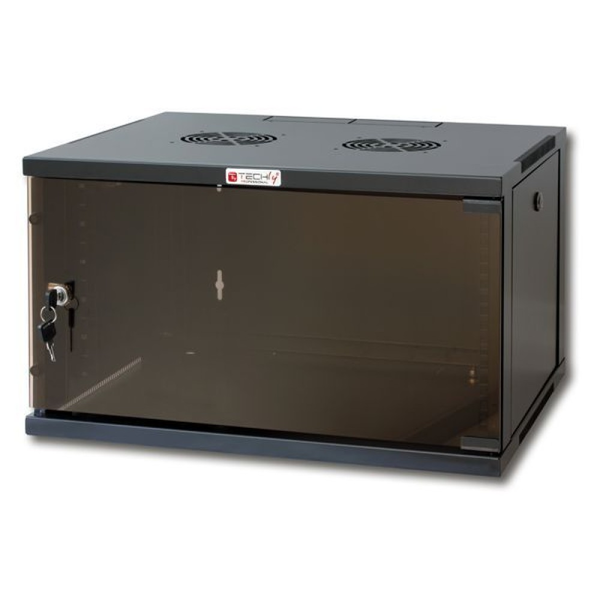Techly I-CASE ER-1009B45 stativ 9U Vægmonteret stativ Sort