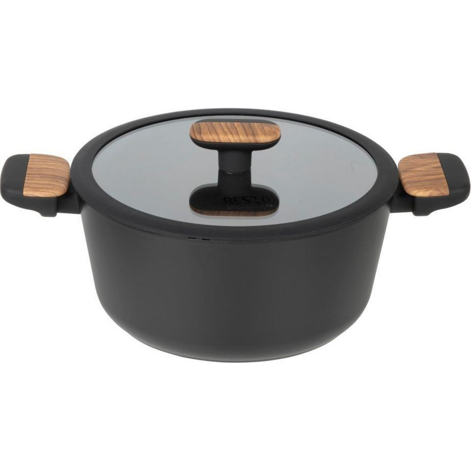 Resto MON 93188 Rozsdamentes Acél Lábas Üveg fedővel Ø 24cm 4,4L - Fekete (93188)