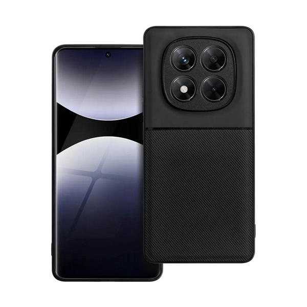 Szilikon telefonvédő (ütésállóság, mágneses, bőr hatású hátlap, csíkos) FEKETE Xiaomi Redmi Note 14 Pro 4G "Gigapack csomagolás" (GP-167564)
