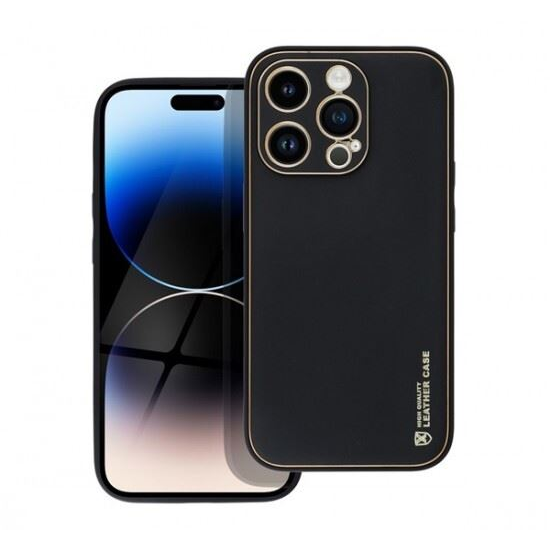 Forcell Leather műbőr Apple iPhone 14 Pro hátlap tok fekete (68555) (FO68555)
