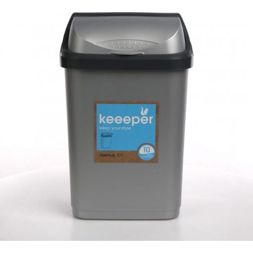 Waste bin with rotating lid 10L Rasmus 25.5x19x39cm light silver