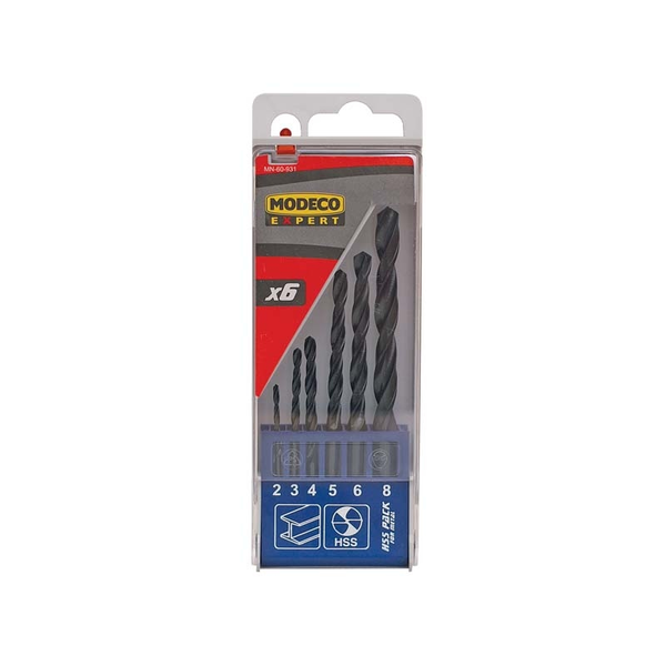 Wiertło Modeco do metalu HSS walcowe 2 4 5 3 6 8mm zestaw (MN-60-931)