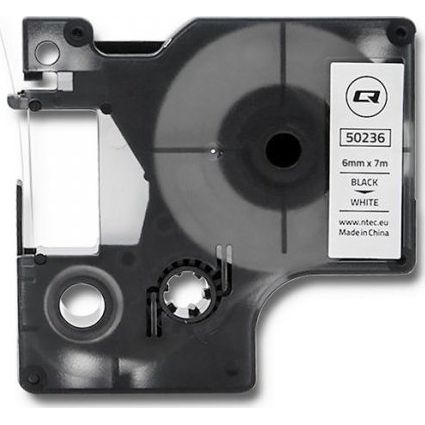 Qoltec Taśma Qoltec do DYMO D1 43613 | 6mm x 7m | Biała/Czarny nadruk