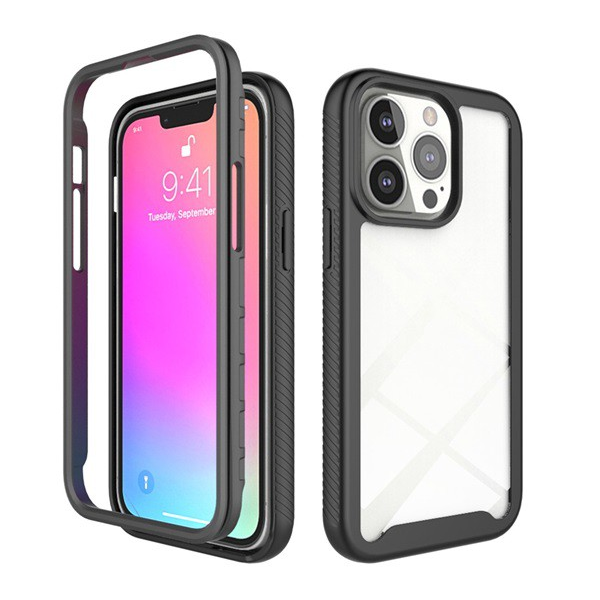 Műanyag telefonvédő (szilikon keret, ultravékony, közepesen ütésálló, légpárnás sarok) FEKETE [Apple iPhone 13 Pro] (5996591101958)