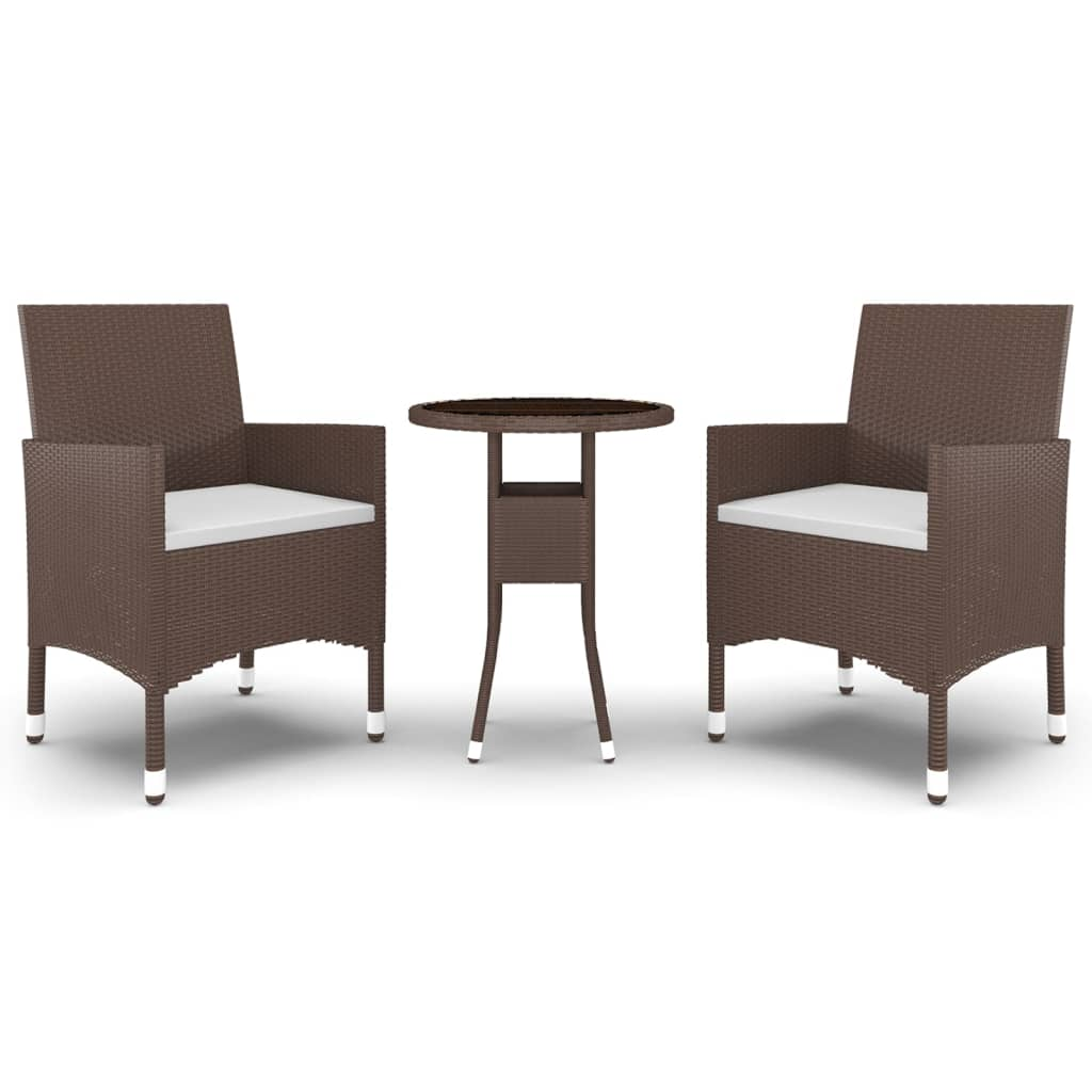 3 részes barna polyrattan kerti étkezőgarnitúra (3058461)