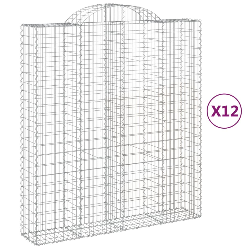 12 db íves horganyzott vas gabion kosár 200x50x220/240 cm (3146456)