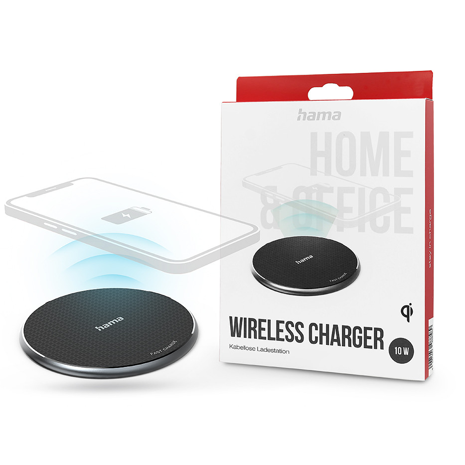 HAMA Qi univerzális vezeték nélküli töltő állomás - 10W - HAMA QI-FC10 Wireless Charger - Qi szabványos - fekete (201683)