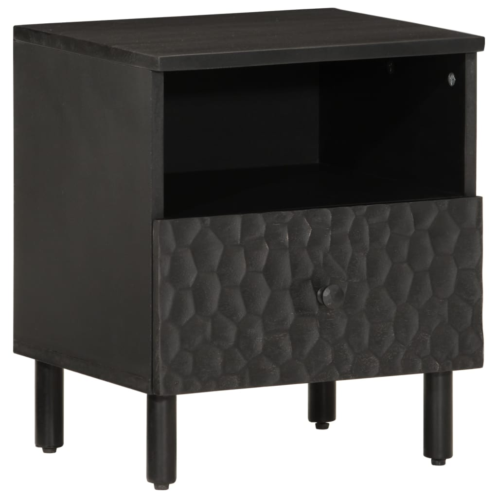 2 db fekete tömör mangófa éjjeliszekrény 40 x 33 x 46 cm (356826)