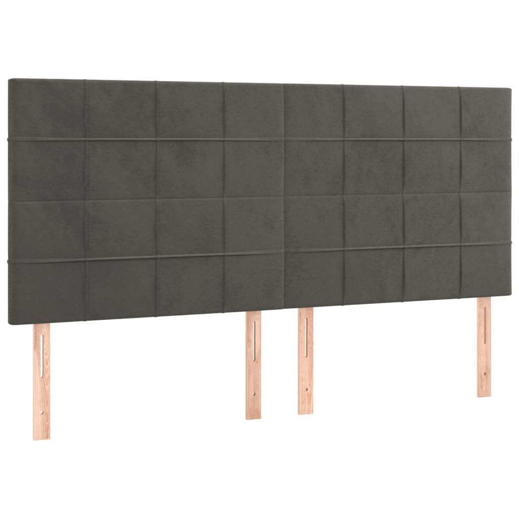 4 db sötétszürke bársony fejtámla 90x5x78/88 cm (3116393)