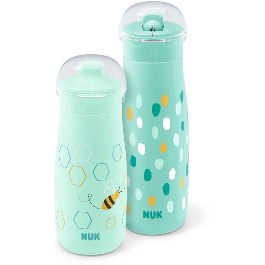 Nuk Mini-Me Műanyag Gyerek Kulacs készlet 2 darabos 300 /450 ml - Menta mintás (10225336)