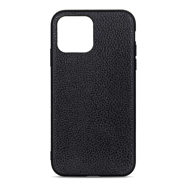 Szilikon telefonvédő (valódi bőr bevonat) FEKETE [Apple iPhone 13 Pro] (5996591101590)
