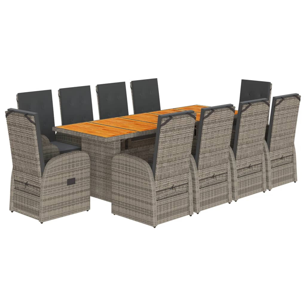11 részes szürke polyrattan kerti ülőgarnitúra párnákkal (3277612)