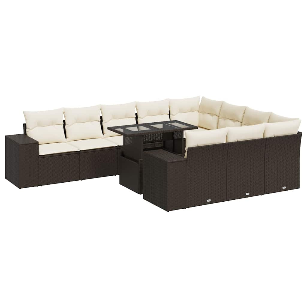 11 részes barna polyrattan kerti ülőgarnitúra párnákkal (3326874)