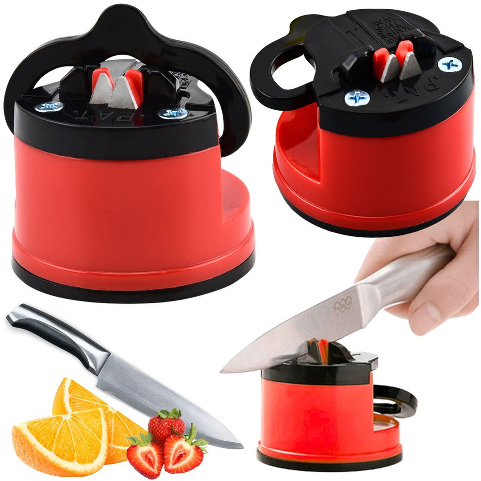 Kés- És Ollóhegyező Tapadókoronggal És Rögzítőkarral, Piros  26574