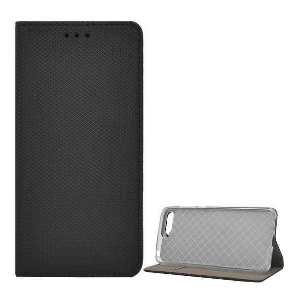 Tok álló, bőr hatású (FLIP, oldalra nyíló, asztali tartó funkció, rombusz minta) FEKETE [Huawei Y6 (2018)] (5996457766789)