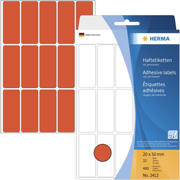 HERMA Vielzwecketiketten rot 20x50 mm Papier matt 480 St.