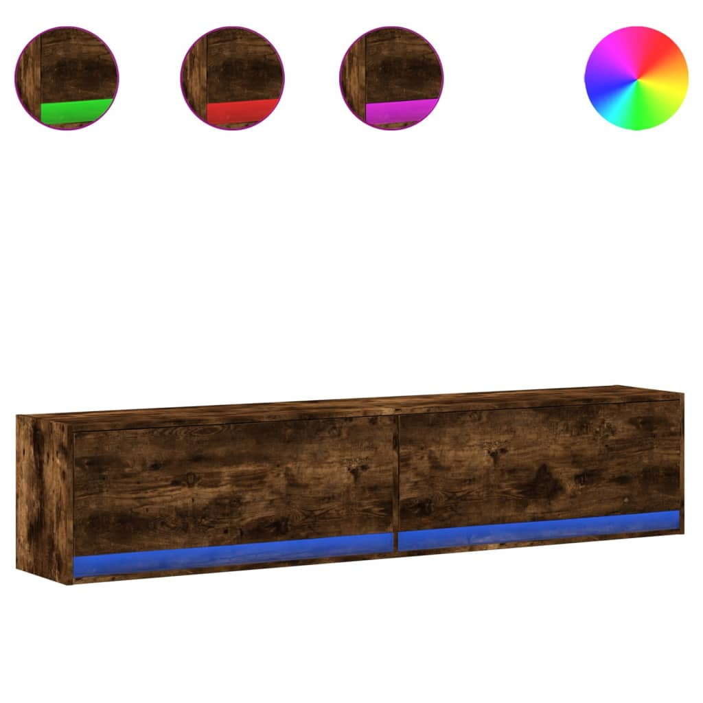 füstös tölgy falra szerelhető TV-szekrény LED-del 180x31x38 cm (3307951)