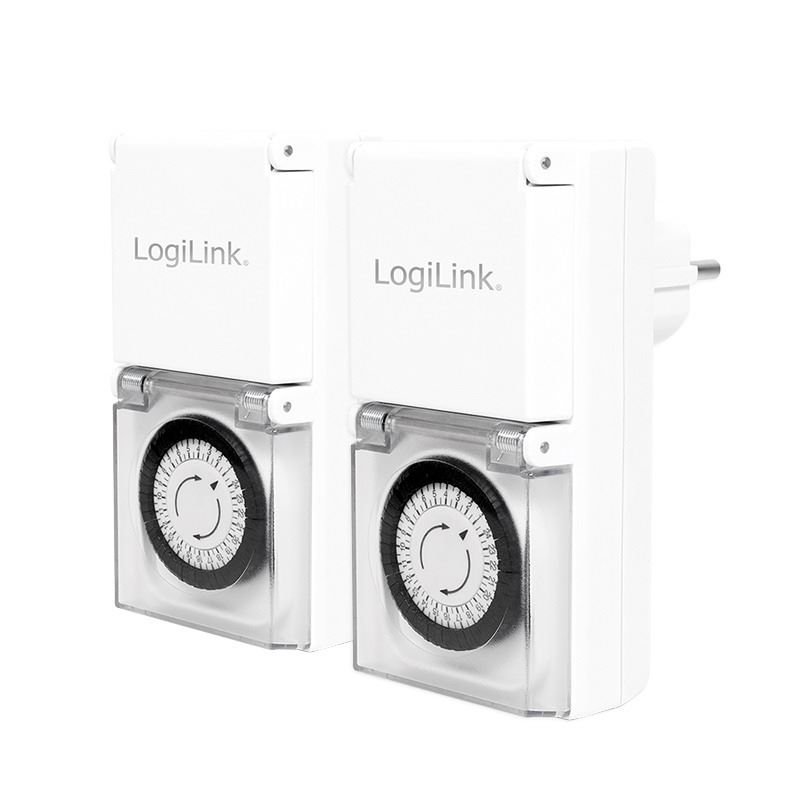 Logilink Mechanikus időkapcsoló, IP44, kültéri, 2 db (ET0006A) (ET0006A)
