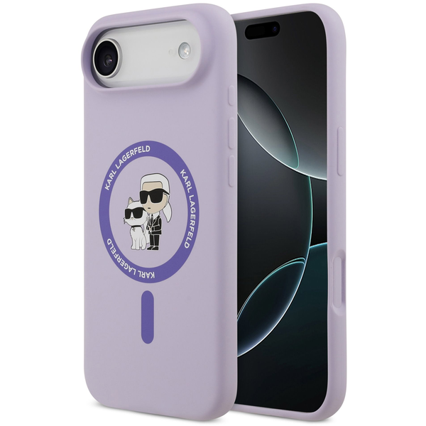 Karl Lagerfeld Liquid Karl and Choupette iPhone Air lila szilikon MagSafe tok