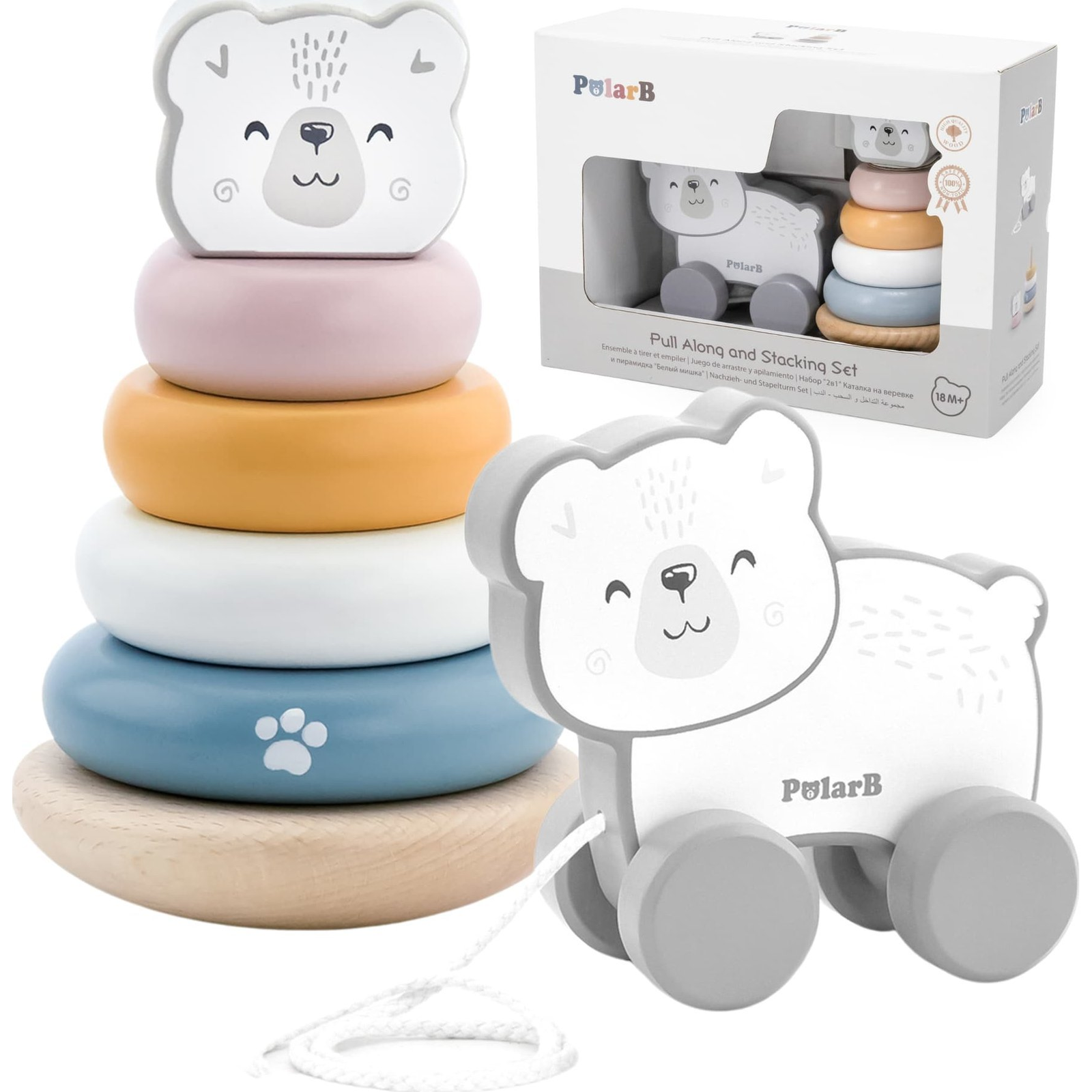 Viga húzós játék és piramis, jegesmedve (5789)