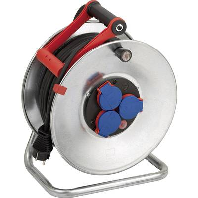 Kábeldob 50 m, IP44, szürke/fekete, 3 részes, H05RR-F 3 G 1,5 mm2, 230V, Brennenstuhl 1198530 (1198530)