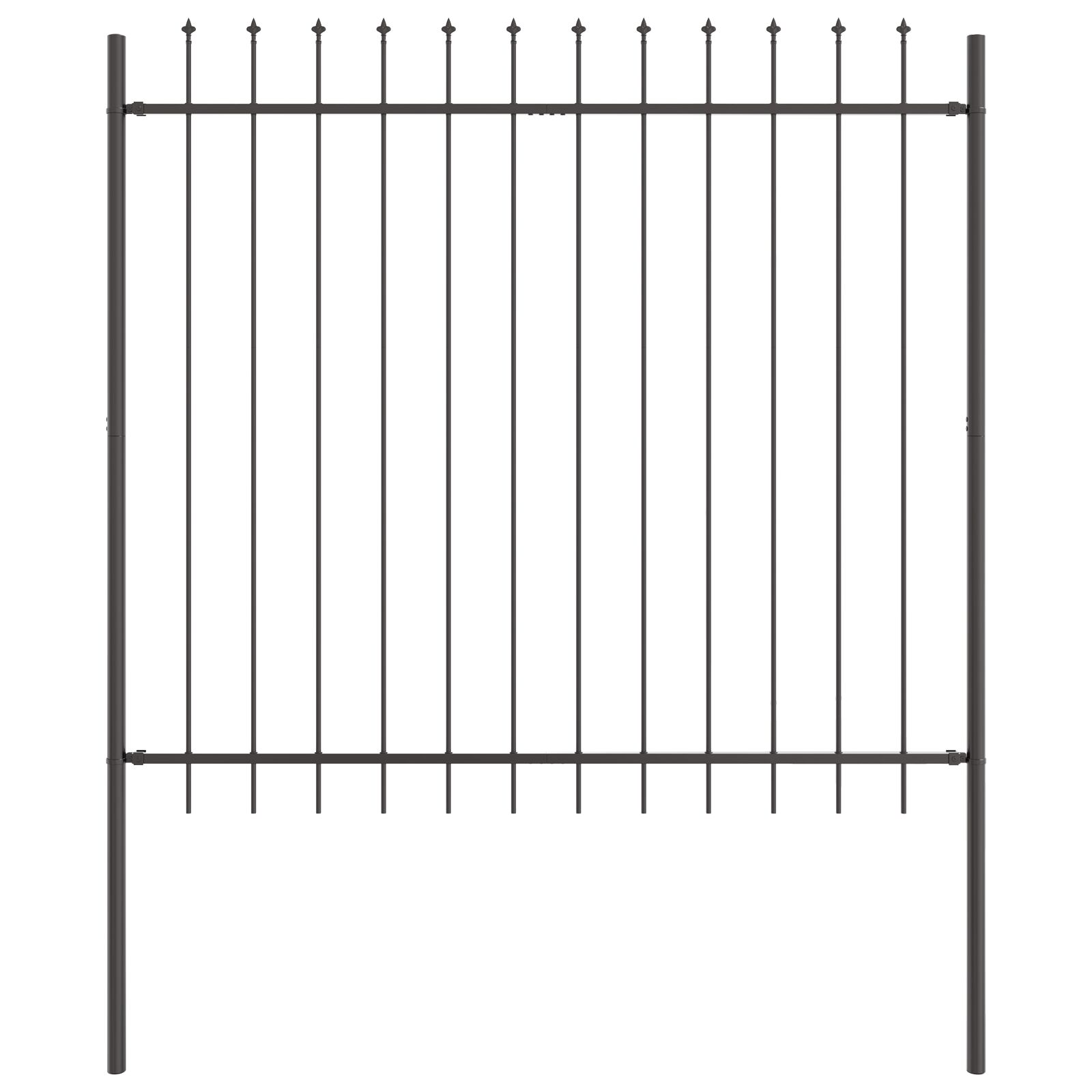 Kerti Kerítés Lándzsás Felső Szürke 1,7x1,5 m Acél (42003872)