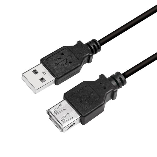 USB-A 2.0 (M) --> (F) 3.00m Verlenging LogiLink Zwart