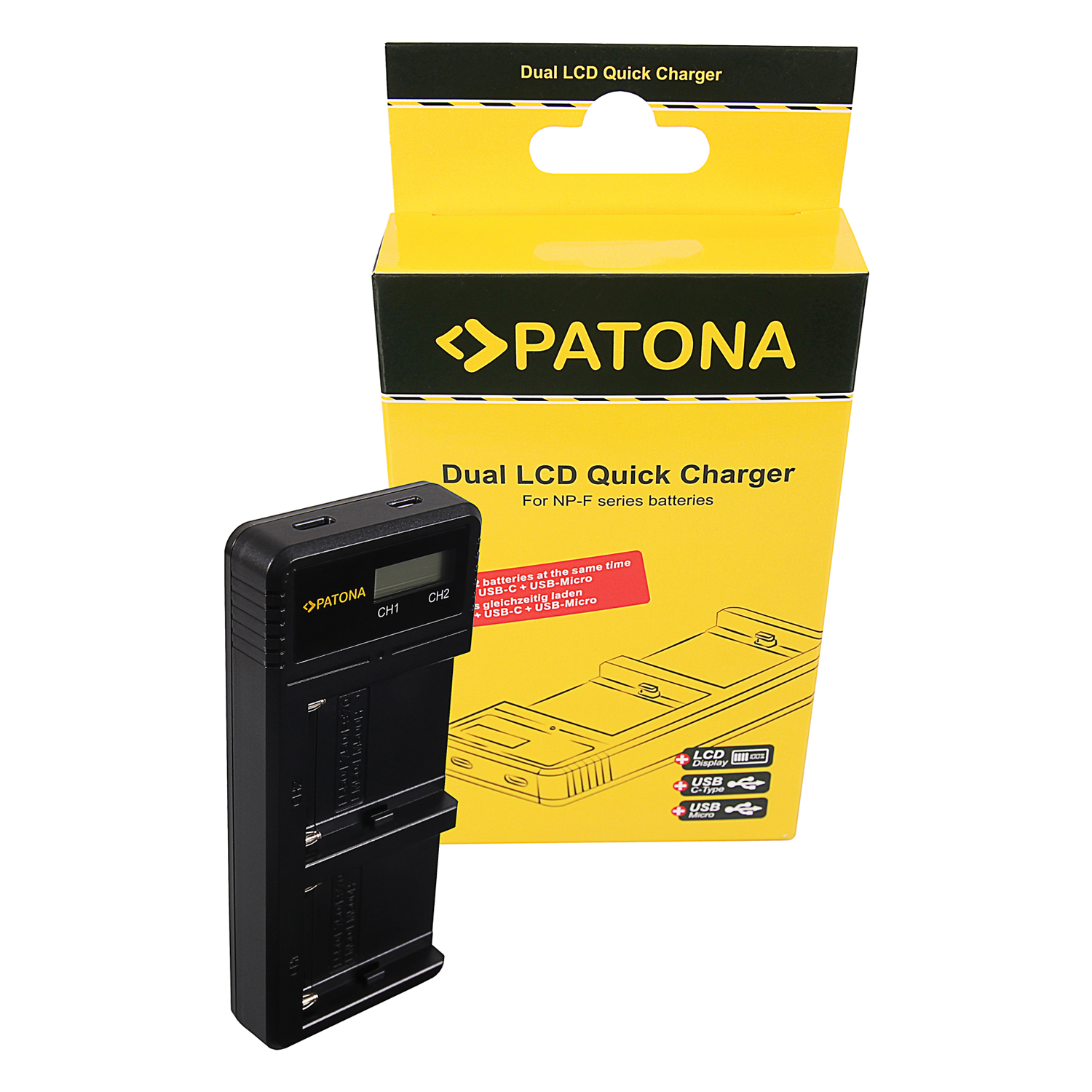 Patona PT1886 Foto Dual LCD Sony F550/F750/F970 USB Akkumulátor töltő (PT1886)