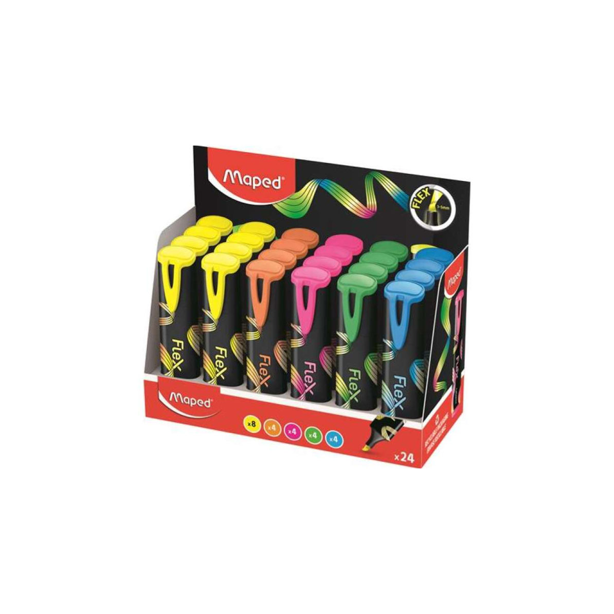 Maped Fluo Peps Flex 1-5 mm Szövegkiemelő készlet - Vegyes színek (24 db / csomag) (740302)