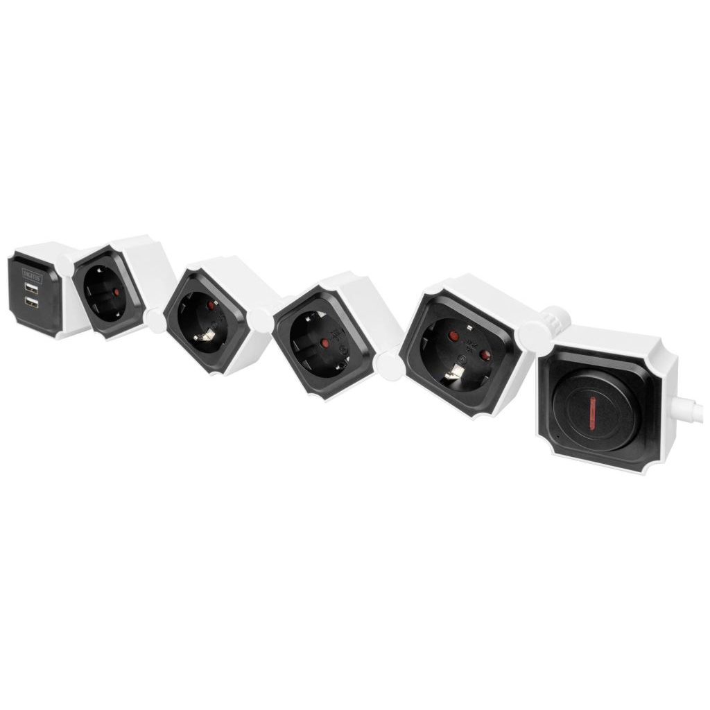 Digitus DA-70620 Elosztó kapcsolóval Fekete, Fehér 1,6m (DA-70620)