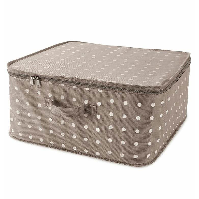 Compactor Rivoli Ruha és takaró tároló szövetdoboz cipzárral, 46×46×20,5 cm, barna (3370910066654)