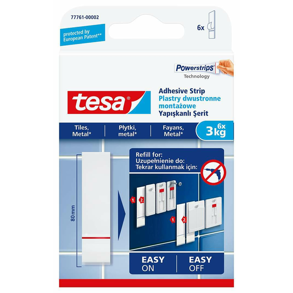 Tesa Powerstrips® Ragasztócsíkok - Utántöltő, Sima Felületekre, 6 Darab