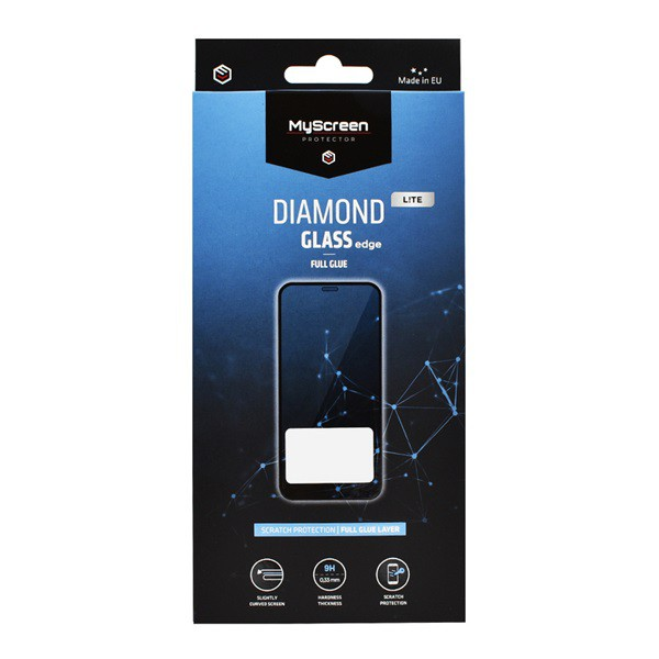 MYSCREEN DIAMOND GLASS LITE EDGE протекторно стъкло за екран (2.5D пълно лепило, извито, устойчиво на надраскване, 0.33 mm, 9H) ЧЕРНО [Oppo Reno 7 Lite] (MD6844 DGLFG)