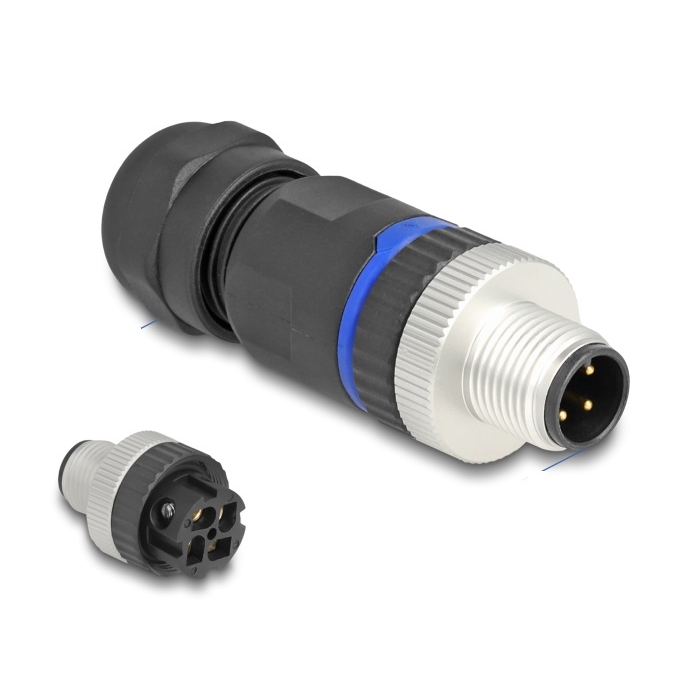 Delock M12 Csatlakozó A-kódolású, 4 tűs apa csavarozható kapcsolat (60533) (60533)