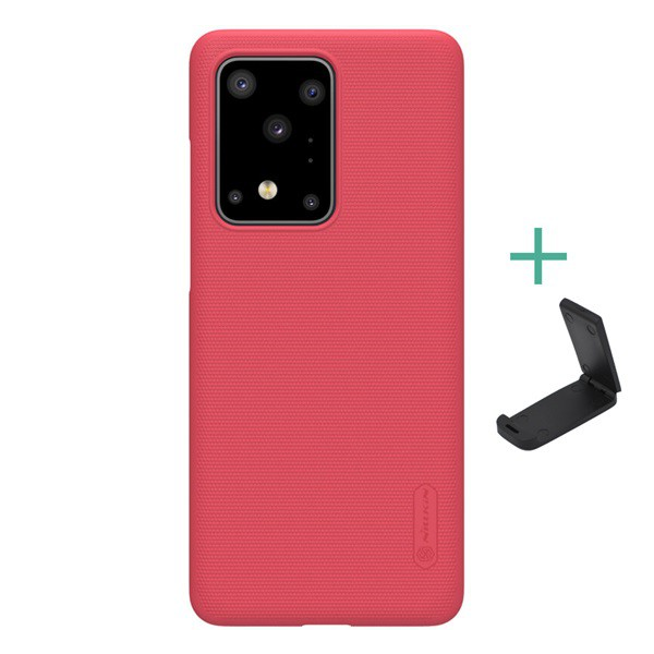 NILLKIN SUPER FROSTED műanyag telefonvédő (gumírozott, érdes felület + asztali tartó) PIROS [Samsung Galaxy S20 Ultra 5G (SM-G988B)] (5996457939961)