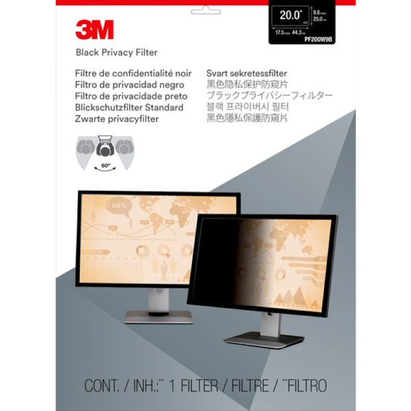 3M PF200W9B Randloze privacyfilter voor schermen 50,8 cm (20")