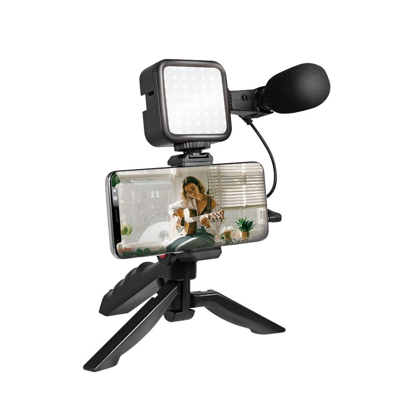 LogiLink Vlogger Kit LED fénnyel, mikrofonnal + állvánnyal 4,7-7