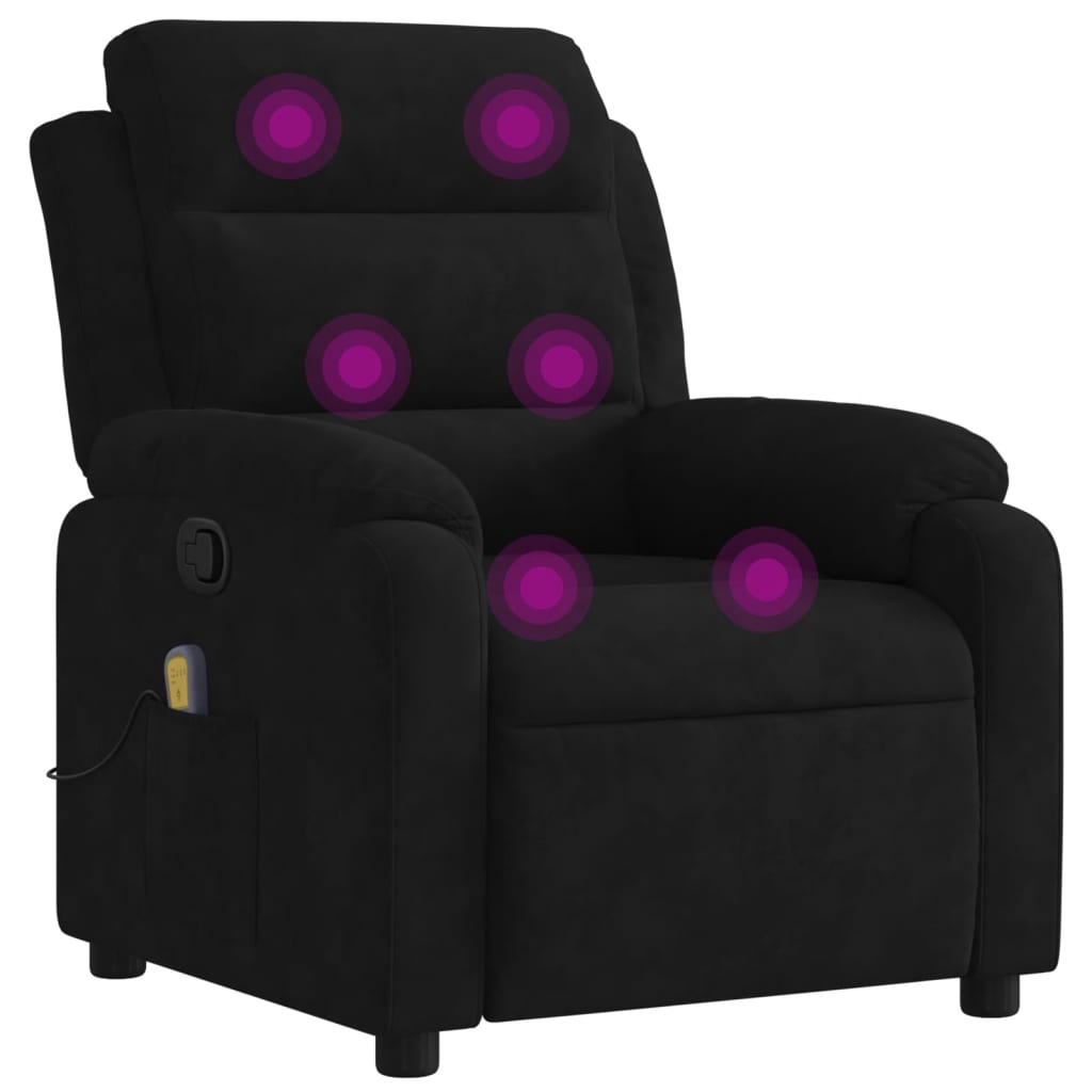 fekete bársony dönthető masszázsfotel (373517)