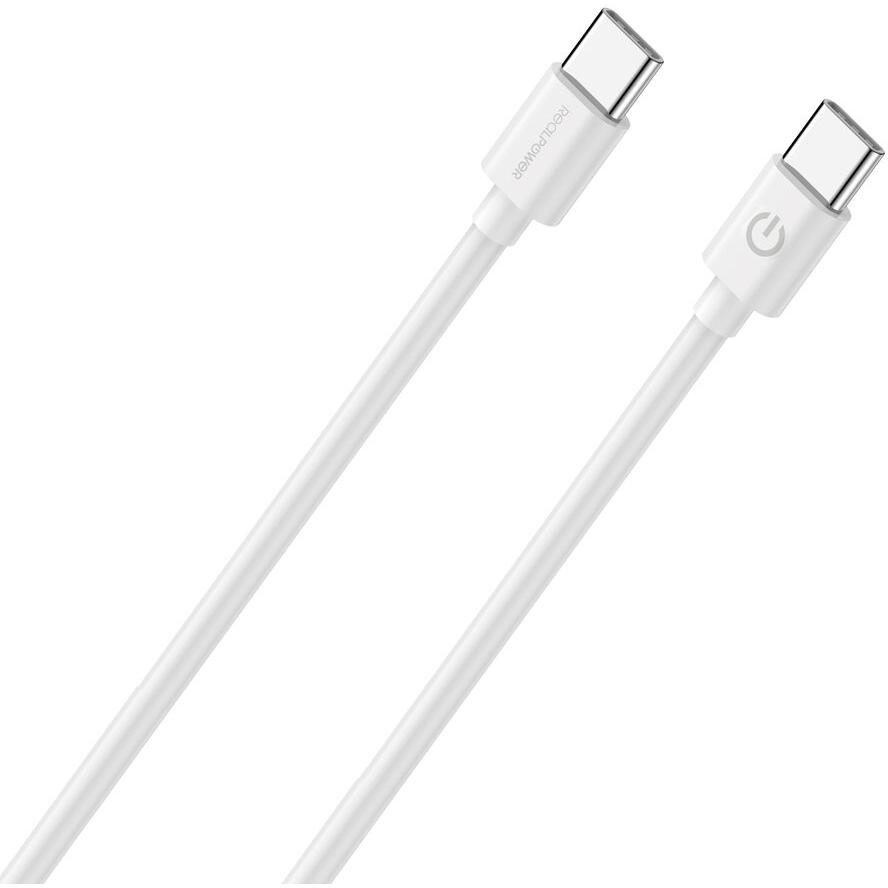 RealPower 404307 USB-C apa - USB-C apa Adat és töltő kábel - Fehér (2m) (404307)