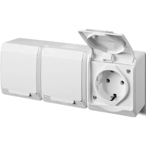  Elektro-Plast HERMES Gniazdo potrójne z/u 2P+Z SCHUKO IP44 białe (0326-02)