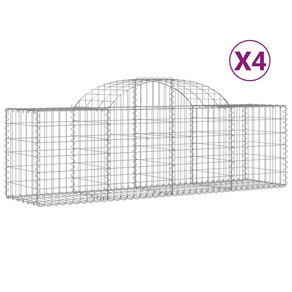 4 db íves horganyzott vas gabion kosár 200x50x60/80 cm (3146280)
