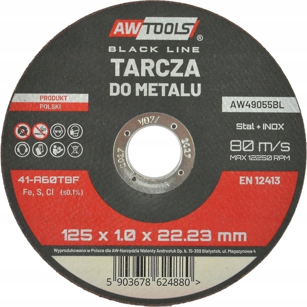  AWTools AW TARCZA DO METALU 125*1,6mm BLACK LINE