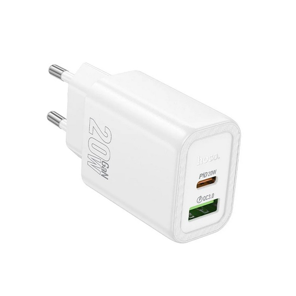 HOCO N61 USB-A / USB-C Hálózati Töltő Adapter 20W - Fehér (N61_W)