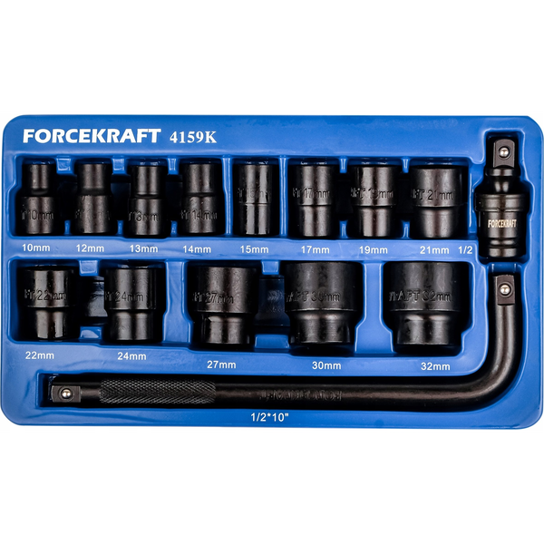  Forcekraft Zestaw nasadek udarowych  1/2" 15el. (6-kątnych)