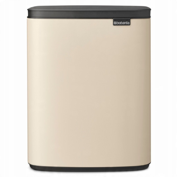 Brabantia Bo Waste Bin hulladékgyűjtő felnyitható, Soft-Close fedéllel, műanyag tartály, 12L - C méret, acél, világos bézs - 234125