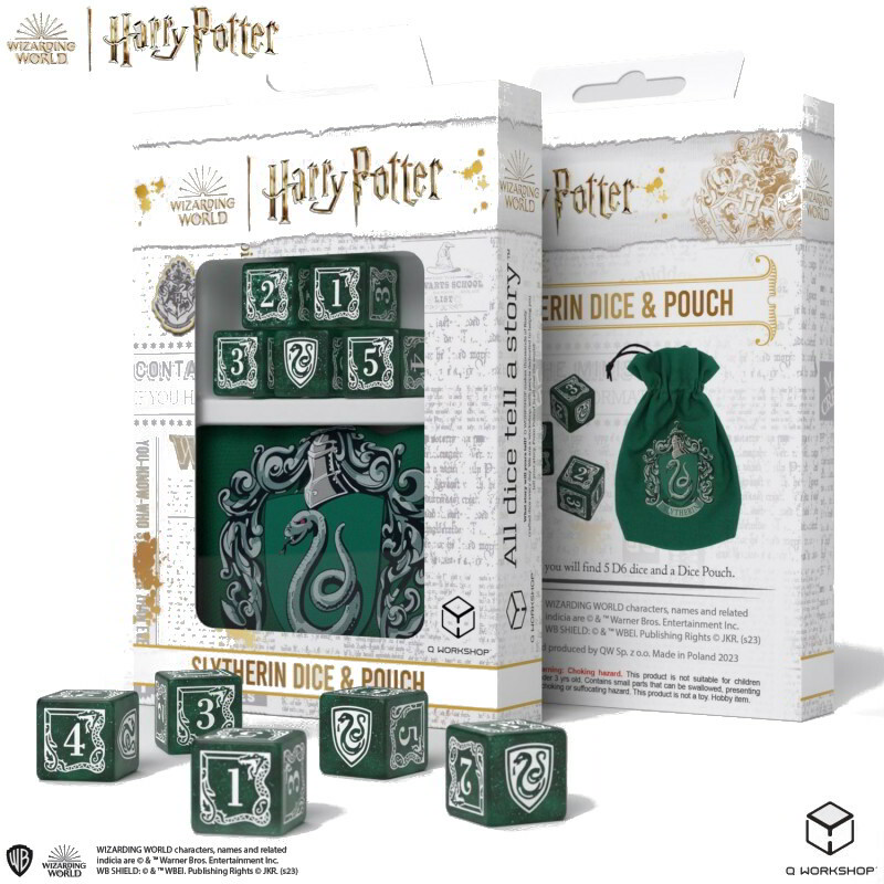 Harry Potter: Mardekár Dobókocka szett zsákkal - Zöld (5db/csomag) (GAM38565)