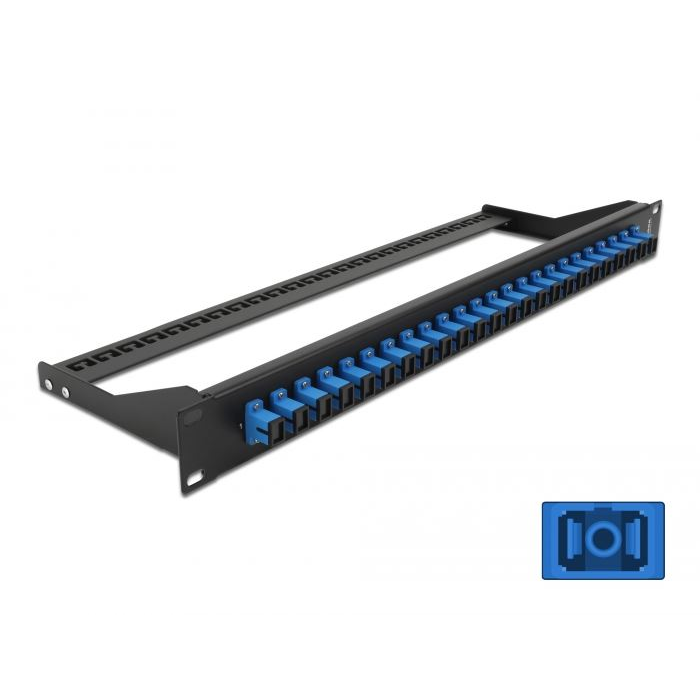 Delock 19 száloptikás csatlakozó panel 24 portos SC Simplex kék (43380) (DE43380)